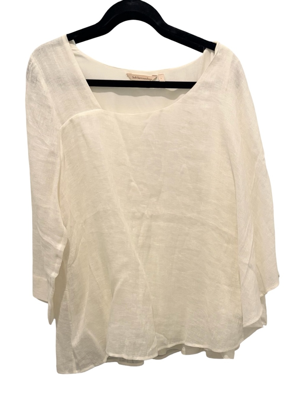 Soft Surroundings Southwind Ivory Asymmetrical Linen Overlay Top Size L NWT
